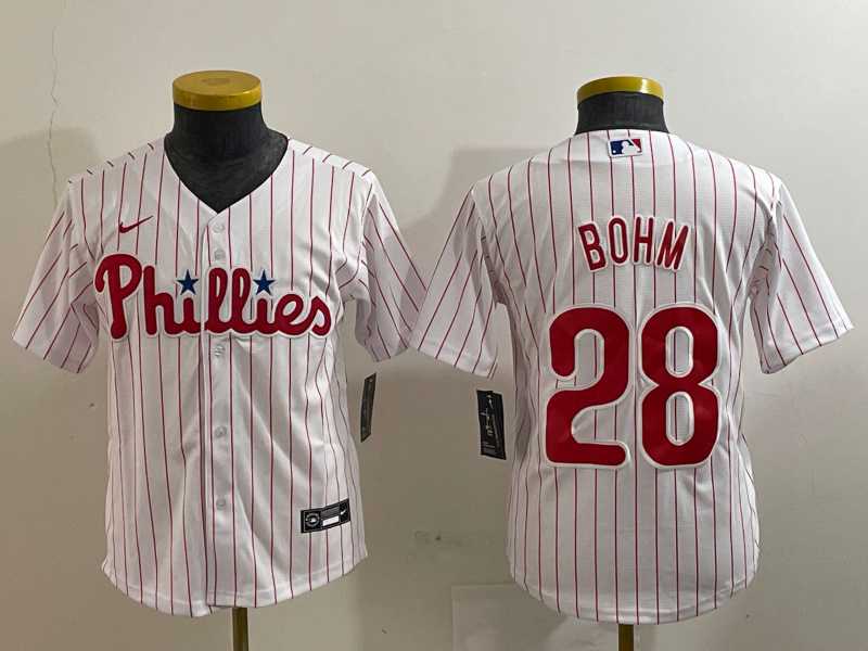 Youth Philadelphia Phillies #28 Alec Bohm White Cool Base Jersey->mlb youth jerseys->MLB Jersey